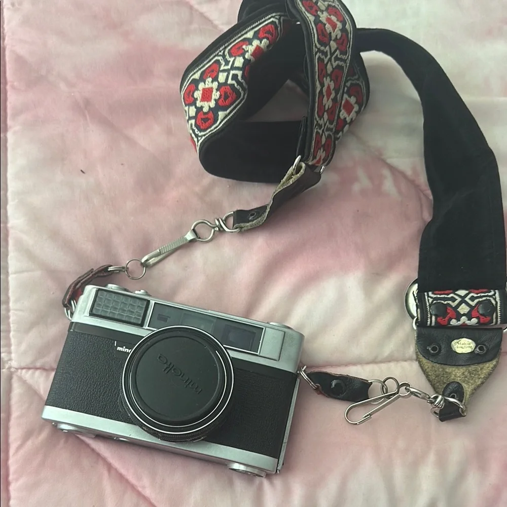 Minolta Vintage Camera with Floral Strap